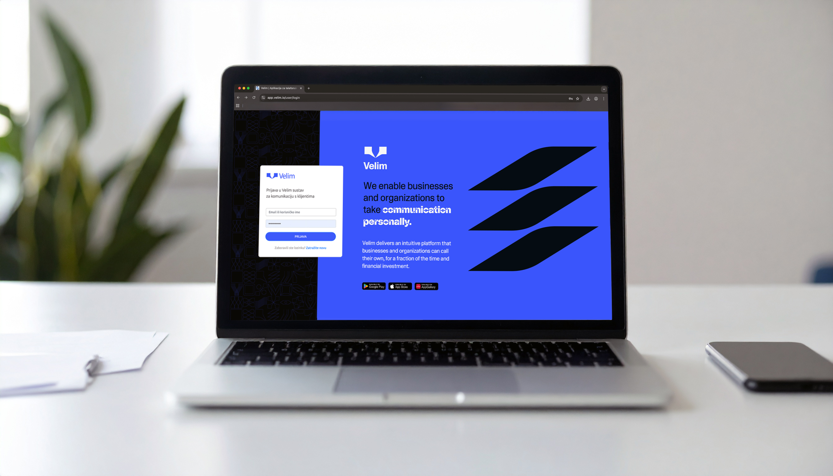 Prikaz ekrana za prijavu